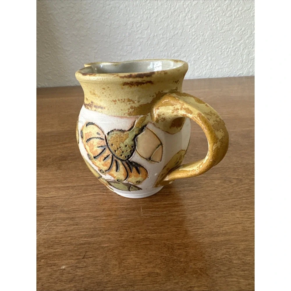 Vintage Australian Spring Mount Studio Pottery Floral, Bird Pitcher And Vase